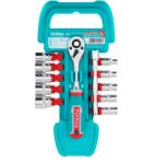 TOTAL Set tubulare TOTAL 1/4", 12 piese, clichet 72T, extensie 100 mm, Cr-V (THT14114126) Trusa unelte