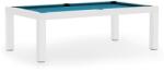 Dynamic Masă de biliard / masă de dining, Mozart, 7 ft. , alb mat Club Cloth electric blue (55.107.07.3.3)