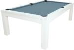 RASSON Masă de biliard / masă de dining, Rasson Penelope II, 8 ft, alb lucios, cu blat de masă inclusă Simonis 860 powder blue (55.132.08.3.15)