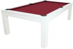 RASSON Masă de biliard / masă de dining, Rasson Penelope II, alb Lucios, cu blat de masă inclusă, 7 ft. , Club Cloth burgundy (55.132.07.3.4)