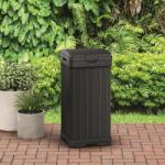 Curver Cos de gunoi negru, de gradina sau terasa, Keter, colectia Baltimore, material plastic, pentru deseuri din gospodarie, forma patrata, capac dublu inovator si tava speciala, 125 L (236997) Cos de gunoi
