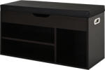 HomCom Dulap pentru Patofi care Economisete Spatiu cu Banca de Depozitare Capitonata si Compartimente Deschise 80x30x45cm, Negru HOMCOM | Aosom Romania (837-039V01BK) Pantofar