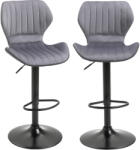 HOMCOM Set 2 scaune bar, inaltime reglabila, imitatie catifea HOMCOM | Aosom Romania (835-466GY)