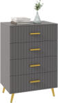 HOMCOM Comodă Modernă cu 4 Sertare, Unitate Sertar Depozitare cu Picioare din Aluminiu, 60x40x90 cm, Gri Închis (831-772V81CG) Comoda