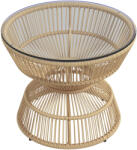 Outsunny Masă laterală pentru exterior, masă de grădină din ratan, blat din sticlă, PE-ratan, 60 cm x 60 cm x 50 cm, natural | Aosom Romania (867-194V01ND)