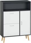 HomCom Pantofar Spațios cu 2 Uși Rabatabile și Raft Deschis, Design Modern, Gri și Alb | Aosom Romania (837-199V00GY) Pantofar