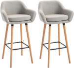 HOMCOM Taburete de Bar Design scandinav - Set de 2 taburete de Bar Mare Confort cu Suport pentru Picioare și cotiere - Lemn masiv In Bej | Aosom Romania (835-141BG)