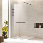 Wellis Rubik 120 cm Walk-in zuhanyfal beépítetett polcokkal és törölközőtartóval, matt fekete WC00560 (WC00560) - szaniterplaza
