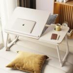 FOXMAG24 Összecsukható laptop asztal, pohártartóval, magassága 5 pozícióban állítható, méretei 55, 3 x 24 x 32 cm, maximális támaszték 45 kg, fehér (DZSF473BM)