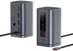 Baseus Spacemate RD1 Series 11-in-1, conectare PC USB-C, 2xHDMI 4K@60Hz, 2xDP 4K@60Hz, 2xUSB-A (10Gbps), 1xUSB-C (10Gbps), 1xRJ45, 1xUSB-A (480Mbps), 1xUSB-C (PD), 1x3.5mm, incarcator(EU), gri (B0112701)