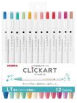Zebra Filctoll ZEBRA 12db-os készlet Clickart nyomógombos 2mm kúphegy, vonalvastagság 0, 6mm, világos színek