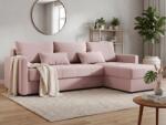  Coltar extensibil de colt VENORIA, roz pudra, reversibil, 220x143 cm + 2 perne GRATUIT