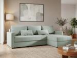  Coltar extensibil de colt VENORIA, verde deschis, reversibil, 220x143 cm + 2 perne GRATUIT