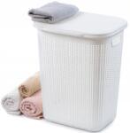 Kadax Szennyestartó Kosár 50L Műanyag Tartály Nagy Fedéllel Fehér (K253)