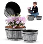 Kadax Virágtartó Kerti Virágtartó Kerek Tál Szürke Szett 2 db 30+40 cm (K8121)