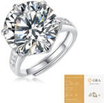 Dollcini 10 Karátos Moissanite Gyűrű - 925 Ezüst, Klasszikus Hatkarmos Foglalat (Állítható Méret) (649051)
