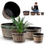 Kadax 4 db-os Virágtartó Kaspó Szett Kerti Virágágyás Barna 23+30+40+50cm (K11440)