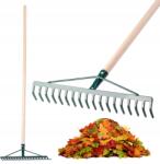 Kadax Fűlevél Gereblye Fém Kerti Nyéllel 137cm Gereblye 18 Fog (K1342)