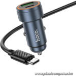 hoco. Z57A C - 30W PD autós gyorstöltő USB-C + USB-A porttal, USB-C kábellel (6942007633147)