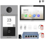Hikvision KIT videointerfon Smart pentru o familie, Rj45 + Wi-Fi 2.4Ghz, Switch PoE, Card, Tag, monitor 7 inch negru, - HIKVISION DS-KIS608R (DS-KIS608R)