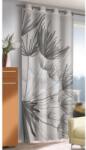  Perdea cu inele Harco, 135 x 245 cm, alb cu model gri floral (5920)