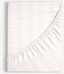 Goldea cearceaf de pat din damasc cu elastic - dungi crem cu luciu satinat 90 x 200 cm