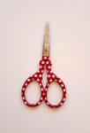  Kézimunka olló, piros-fehér pöttyös - 9cm
