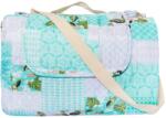 Somnart Patura picnic impermeabila Somnart Green Flowers, microfibra, 180x200 cm (5704)