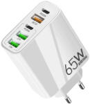 Dodaco Incarcator retea 65W USB-C si USB-A 5 porturi fast charge PD QC universal telefon laptop alb compact