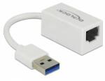 DeLock Adapter USB 3.2 Gen 1, USB-A plug > RJ-45 socket (white, 13cm, Gigabit LAN)