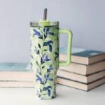 QUOKKA Stream - Stainless steel thermal mug 1200 ml with straw (Matcha)