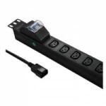 Qoltec PDU Qoltec, За монтаж в Rack, 8 гнезда IEC C13, 1U, 10A, 19", 2 м, Черен