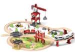 Jokomisiada Wooden train for children, transport base, crane, train, tracks ZA4830