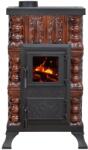 eSemineu Premium Junor BrownAuriu 3R terracotta stove with hob and glass firebox door 6kW