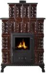 eSemineu Premium Terracotta stove Lucifer Brown 4 rows with glass door 12kW
