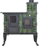 eSemineu Premium Terracotta stove Small Boot Green with glass door 8kW right