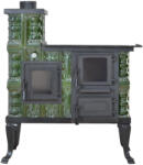 eSemineu Premium Terracotta stove Small Boot Green with glass door 8kW left