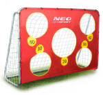 Neo-Sport Futballkapu, Neo-Sport, 215 x 153 x 76 cm, PE háló, fém váz, időjárásálló, célzó ponyvával, rögzítővel, szerszám nélkül szerelhető (TE1451)