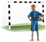 Neo-Sport Futballkapu, Neo-Sport NS-464, 180 x 120 x 60 cm, fekete-fehér, fehér PE háló, fém váz, időjárásálló, keretvédő fedéllel, szerszám nélkül összeszerelhető (TE1464)