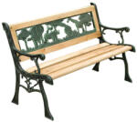 ST Leisure Equipment Strend Pro Mini Jumanji gyerek kerti pad, 82 x 39 x 50 cm, barna, öntöttvas háttámlával, fa ülőfelülettel, díszített állatos motívumokkal (TC802356)