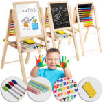 RicoKids Mágneses rajztábla, Ricokids, 62 x 28 x 44 cm, kétoldalas (mágneses és krétás tábla), összecsukható, forgatható, kivehető tábla, számolókeret, kiegészítőkkel (TE780300)