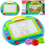 RicoKids Mágneses rajztábla, Ricokids, 35 × 30 cm, kék, törölhető rajzfelület, mágneses tollal és 3 formával, műanyag, fogantyúval, gyerekeknek (TE772100)