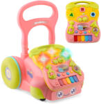 RicoKids Járássegítő és oktató tábla, Ricokids RK-744, rózsaszín, 2 az 1-ben, fény és hanghatások, kivehető panel, csúszásgátló és fékezhető kerekek, hangerőszabályzós, 6 hó+ (TE774402)