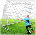 Neo-Sport Futballkapu, Neo-Sport NS-496, 300 x 200 x 90 cm, fehér keret, fehér PE háló, fém váz, időjárásálló, 6 db rögzítő, könnyű kivitel, szerszám nélkül szerelhető (TE1496)