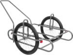  Kétkerekű kocsi, szürke, 240 kg teherbírás, 60 cm átmérőjű kerekek, acélcső váz, fémküllős felnik, gumiabroncsos kerekek (TC212534)