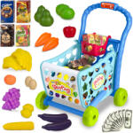 RicoKids Játék bevásárlókocsi, Ricokids, 39 x 31 x 49 cm, kék, 3 az 1-ben, LED fénnyel és hanggal, kiegészítőkkel, 3+ éveseknek (TE773400)