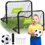 Neo-Sport Futballkapu szett, Neo-Sport NS-461, 60 x 45 x 25 cm, 2 db, beltéri-kültéri, hordozható, PE háló, labdával és pumpával (TE1461)