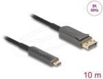 Delock USB-C DisplayPort Aktív Optikai Kábel Fekete 10m 81605 DL81605 (DL81605)