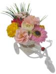  Bicicleta, aranjament floral trandafiri "Cosulet cu flori", flori de sapun, model multicolor, 30x17x15 cm, Dalimag