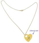  Lant argint 925 placat cu aur de 18k 50 cm si charm inima argint 925 placat cu aur de 24k. gravat litera ta